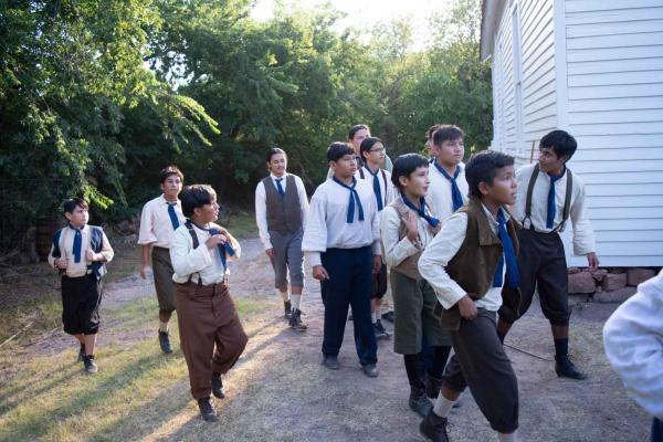 boys outside a school