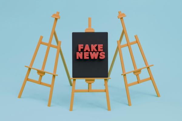 Illustration of a sign "Fake News" on an easel