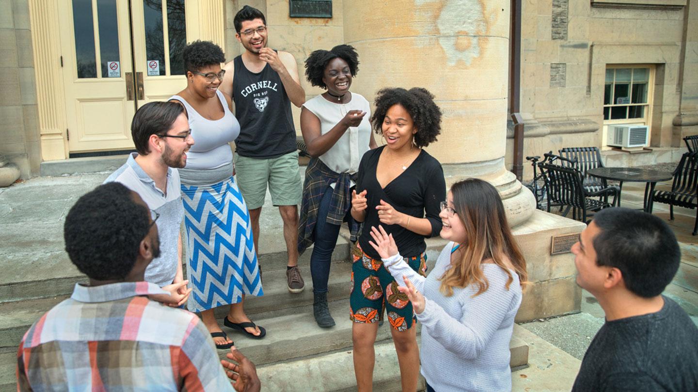 Mellon Mays students on the steps of Goldwin Smith Hall