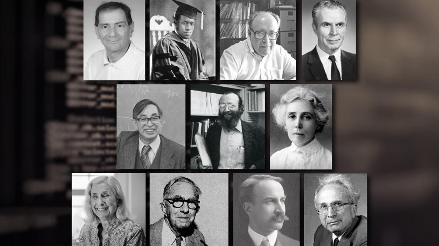 Eleven black and white head shots of Cornell mathematicians