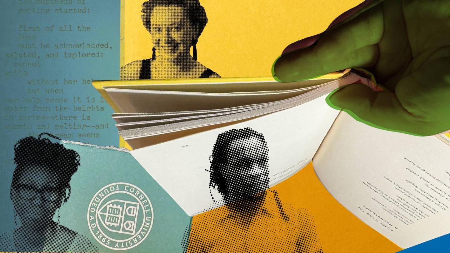 illustration with three people and poems