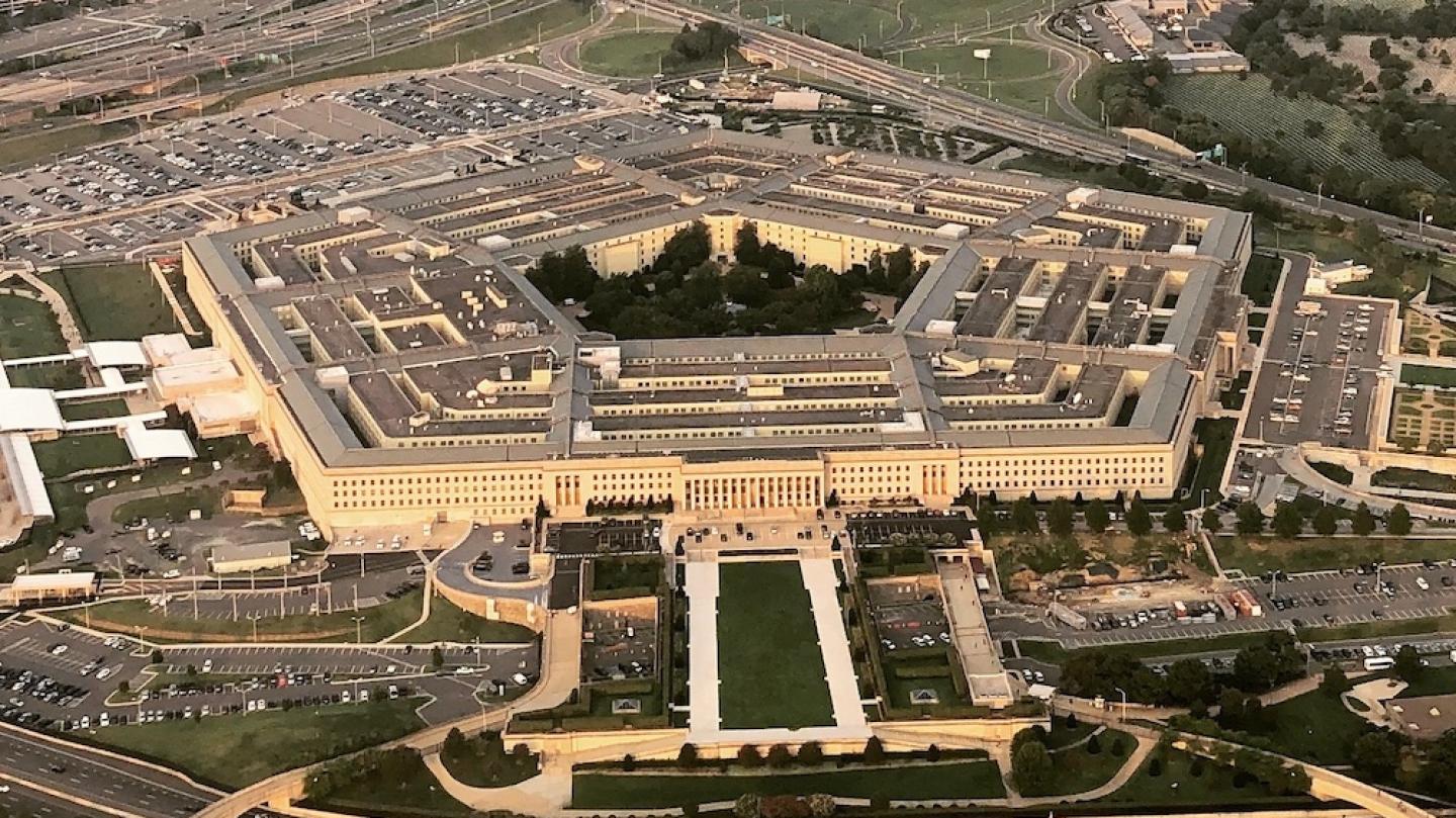 Seen from the air: Pentagon-shaped building